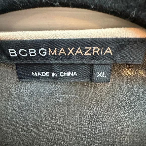 BCBGMAXAZRIA Cream Teal Black Color Block Front Zip Sheer Blouse Size XL - Picture 6 of 9